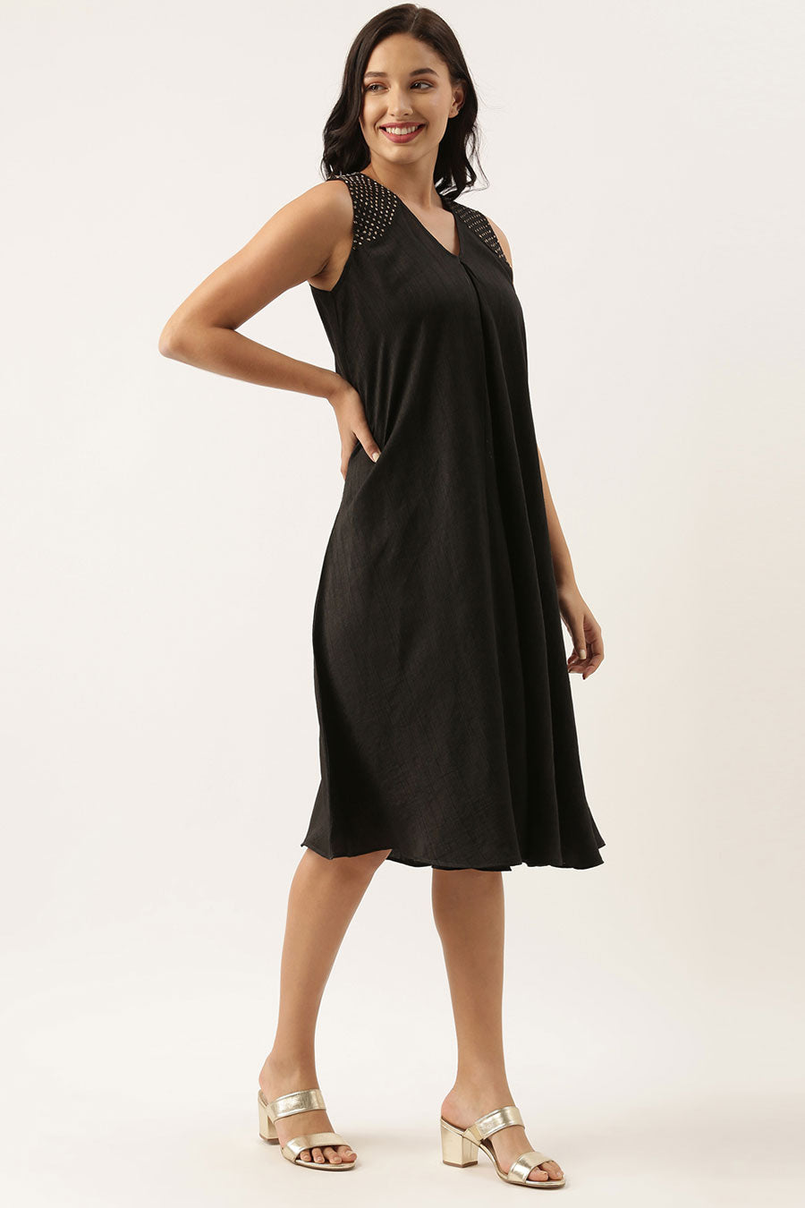 Black Crush Silk Embroidered Dress