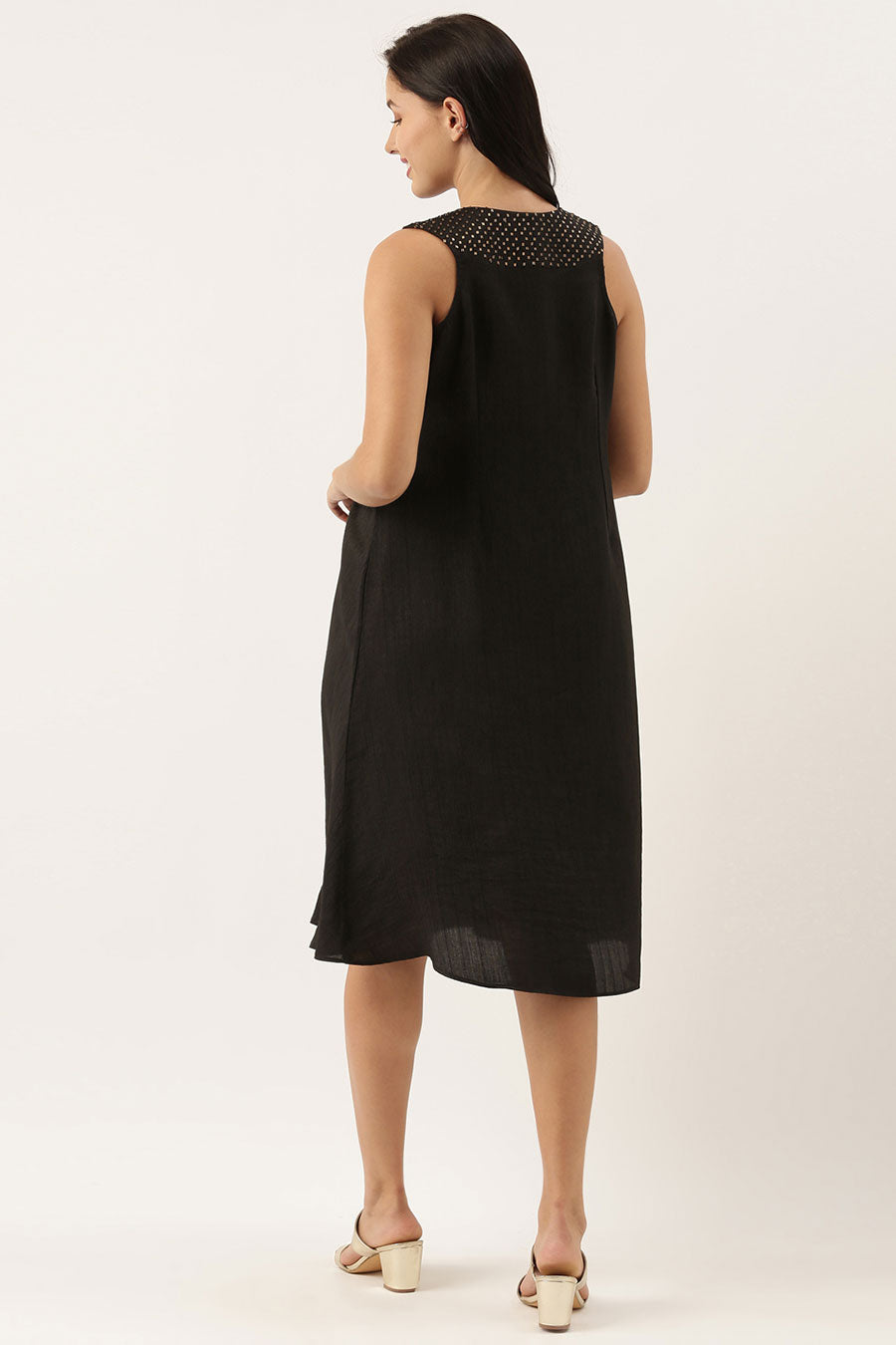 Black Crush Silk Embroidered Dress