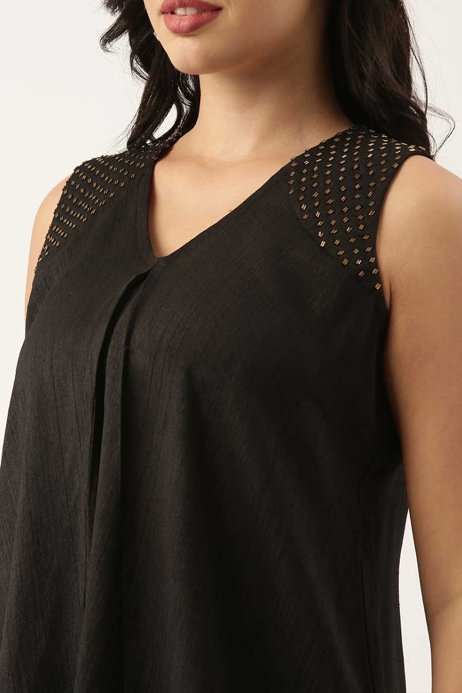 Black Crush Silk Embroidered Dress