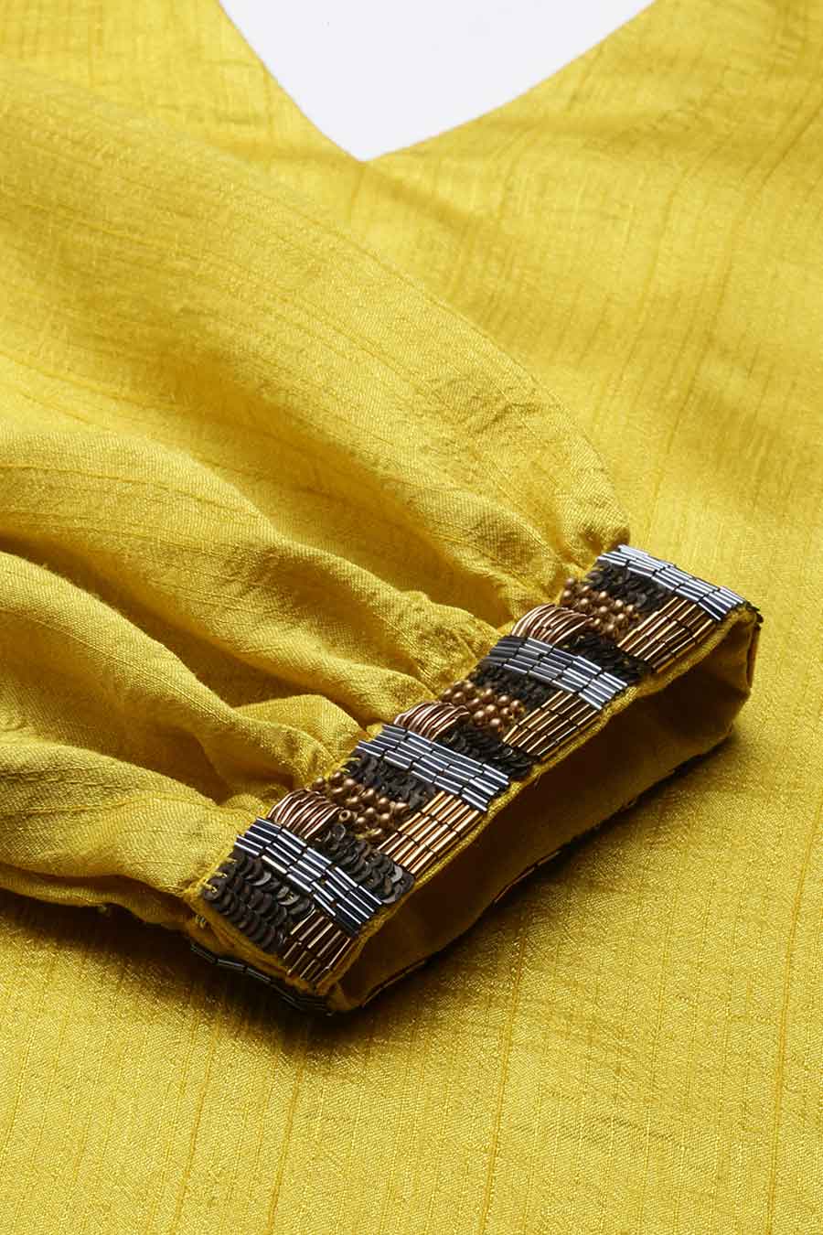 Yellow Silk Choker Neck Dress