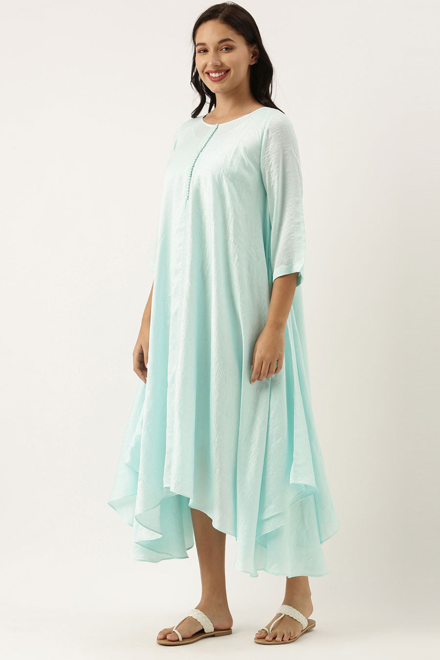 Aqua Blue Silk Polti Dress