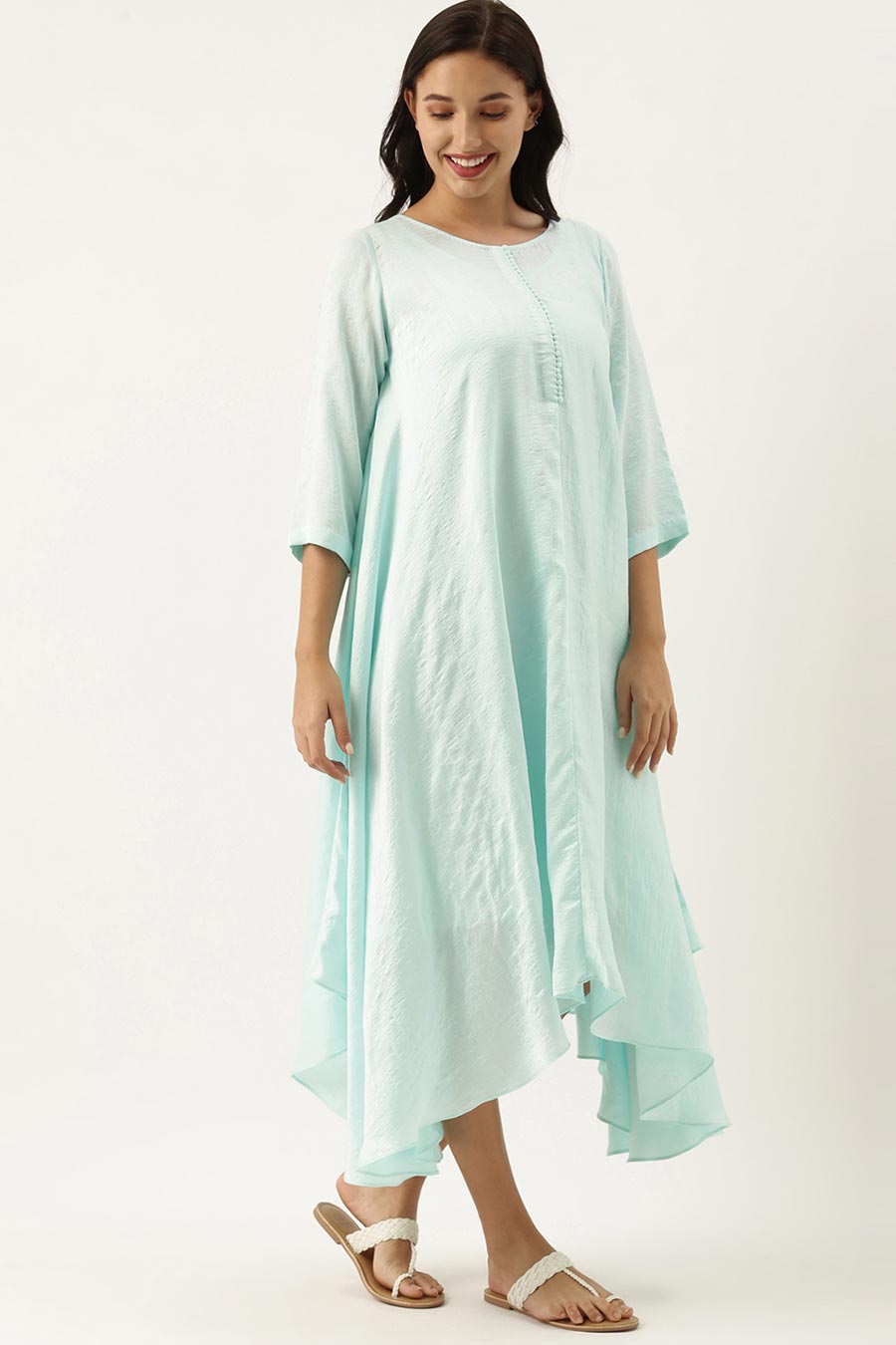 Aqua Blue Silk Polti Dress
