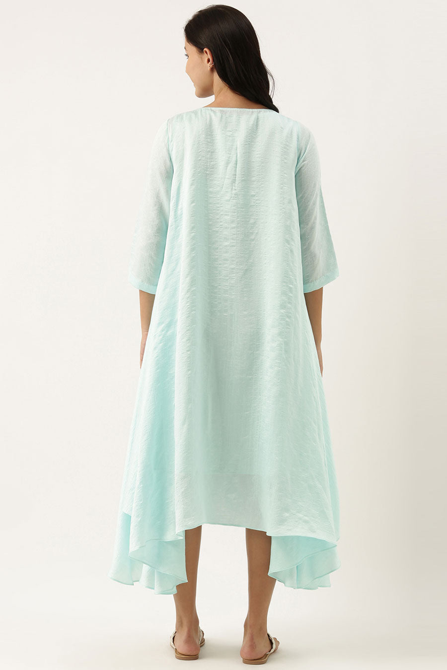 Aqua Blue Silk Polti Dress