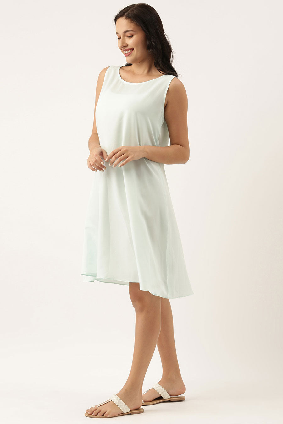 Aqua Blue Silk Polti Dress