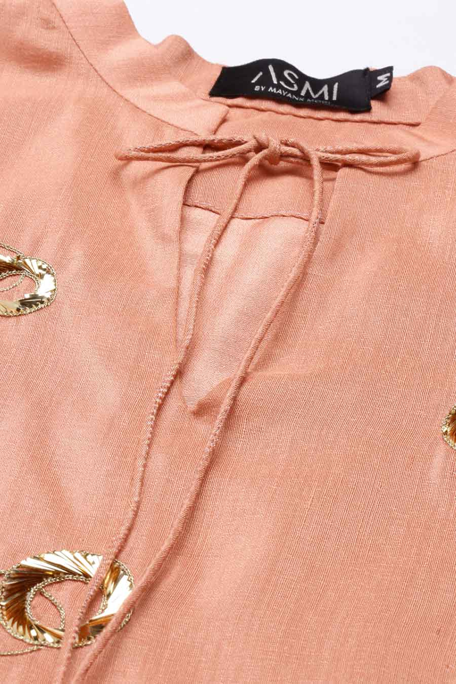 Pastel Pink Sequened Silk Linen Dress