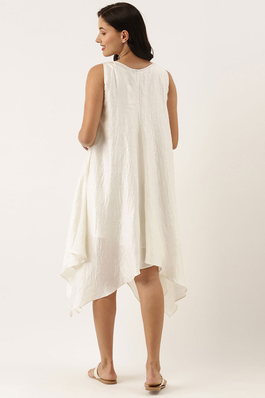 Ivory Silk Embroidered Dress