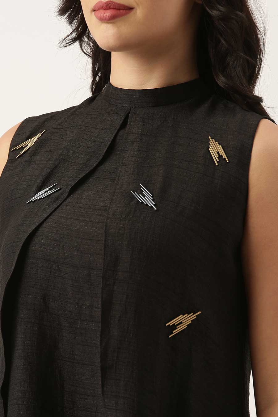 Black Silk Double Layered Dress