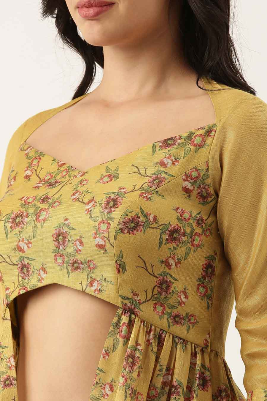 Mustard Chanderi Top & Pant Co-Ord Set