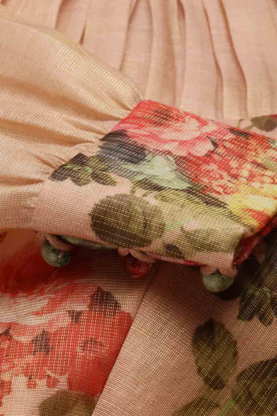 Pink Chanderi Collar Frill Blouse