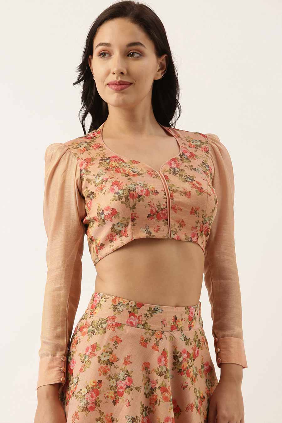Pink Chanderi Printed Blouse