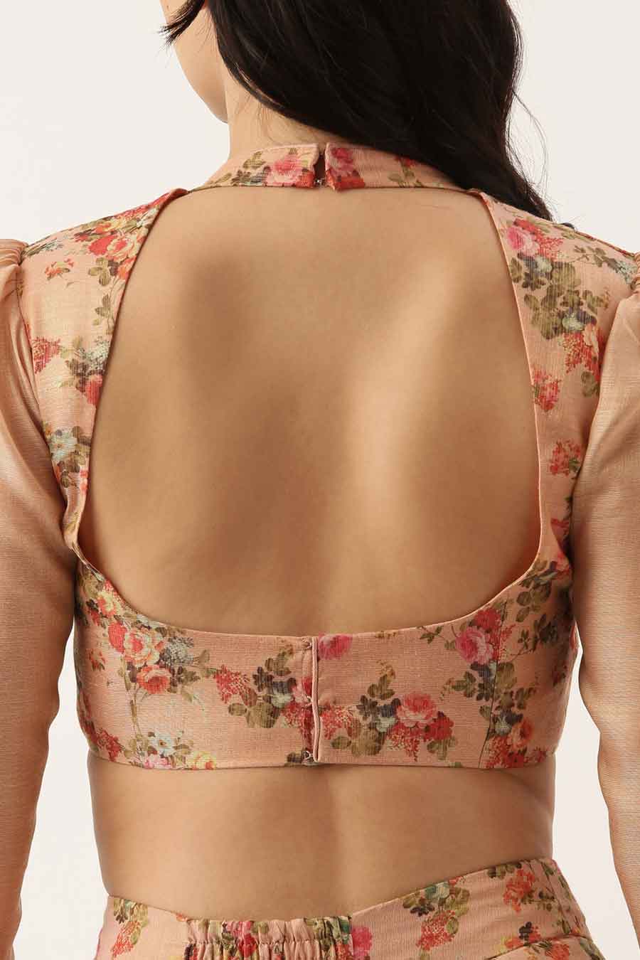 Pink Chanderi Printed Blouse