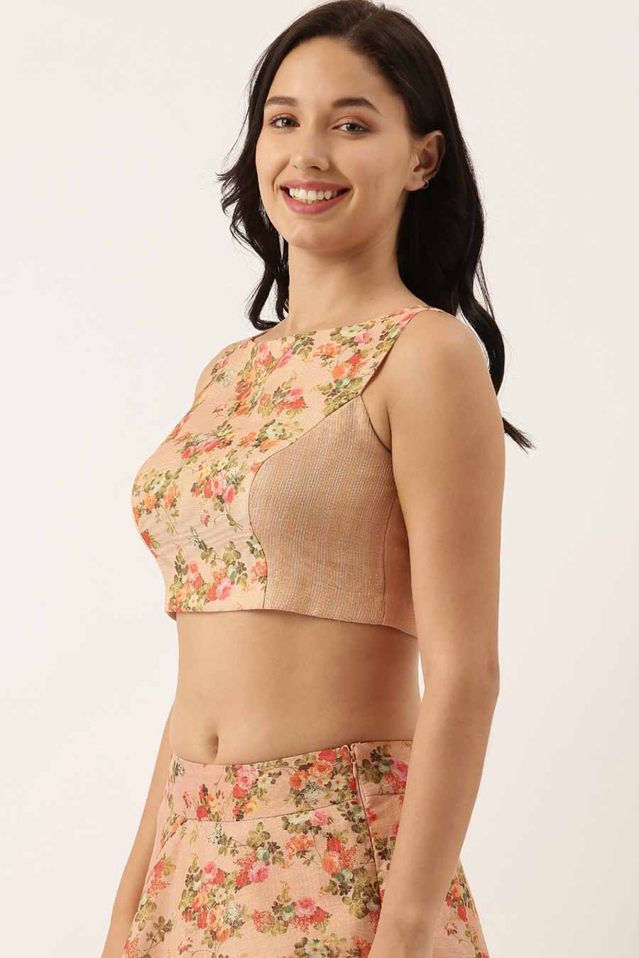 Chanderi Pink Printed Blouse