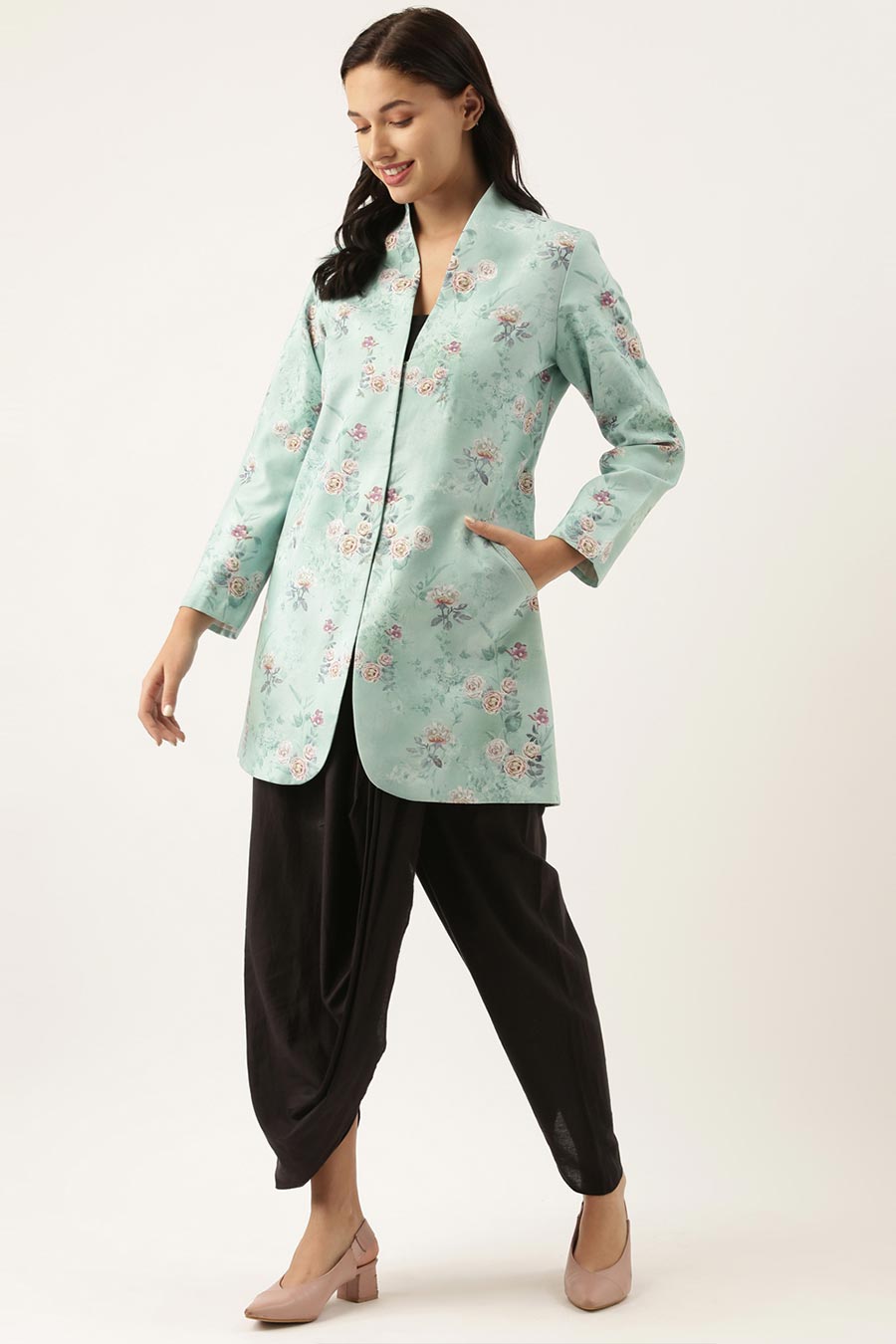 Blue Linen Embroidered Jacket
