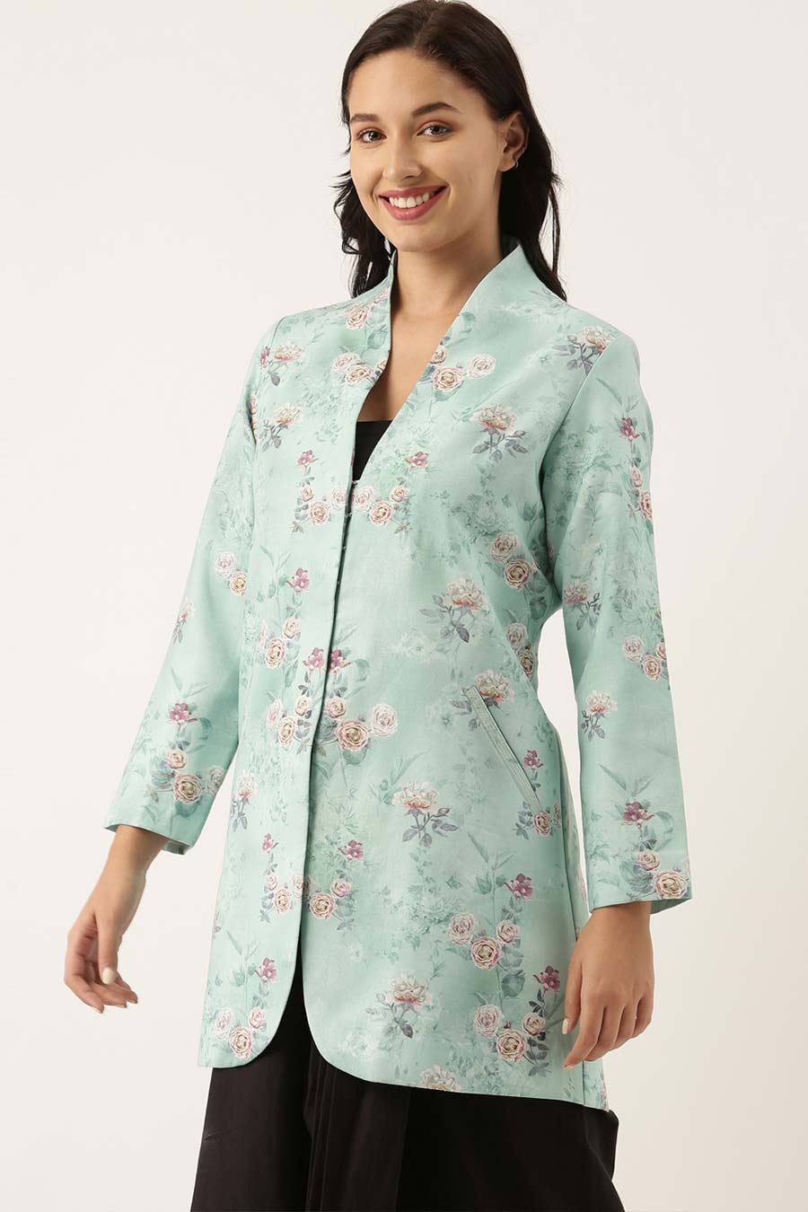 Blue Linen Embroidered Jacket