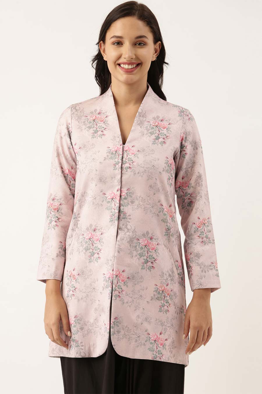 Pink Linen Embroidered Jacket