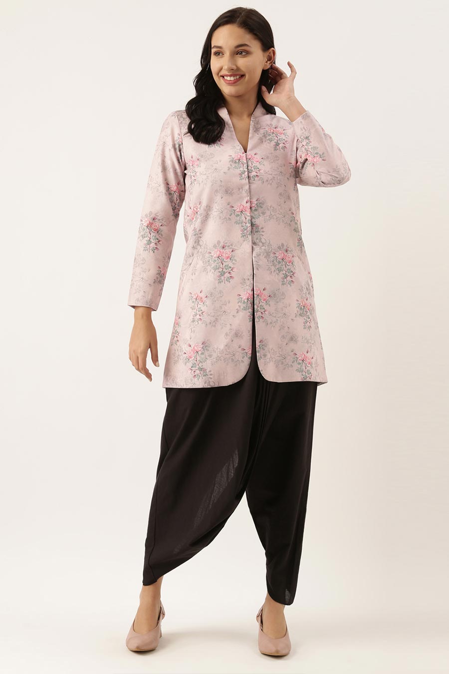 Pink Linen Embroidered Jacket
