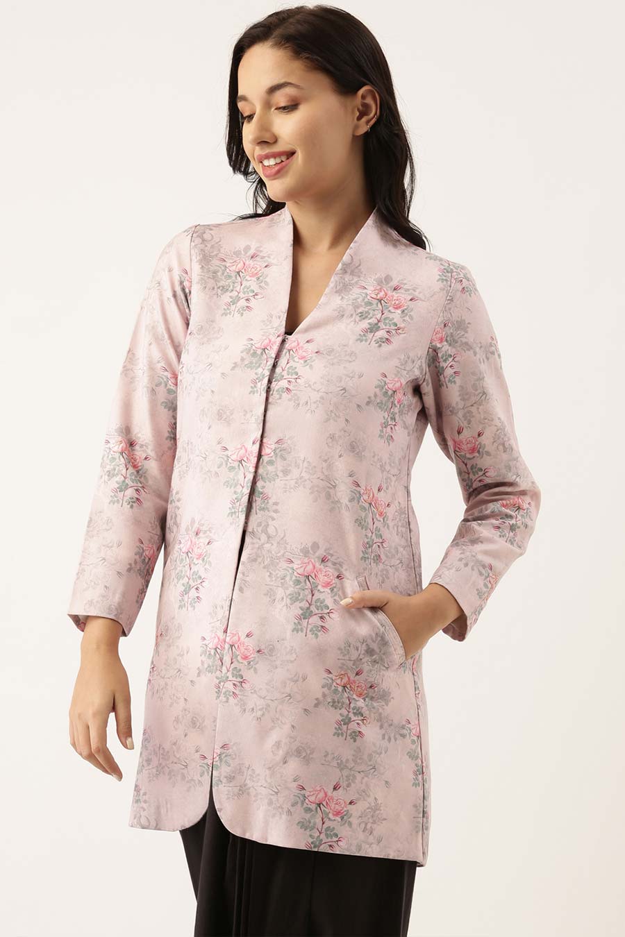 Pink Linen Embroidered Jacket