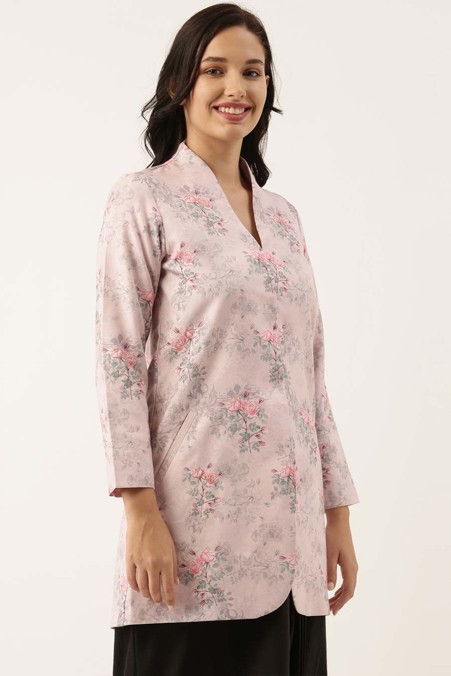Pink Linen Embroidered Jacket
