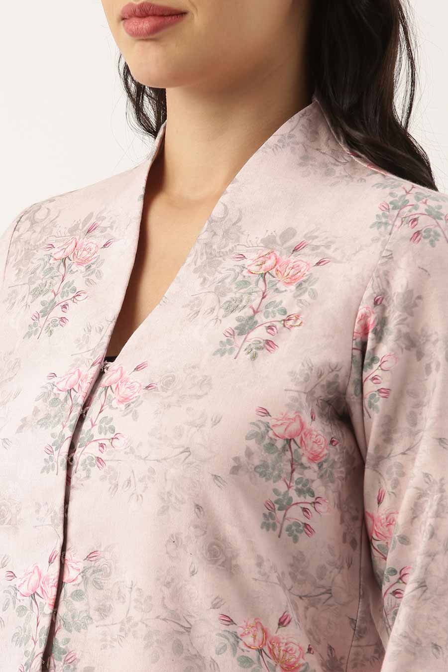 Pink Linen Embroidered Jacket