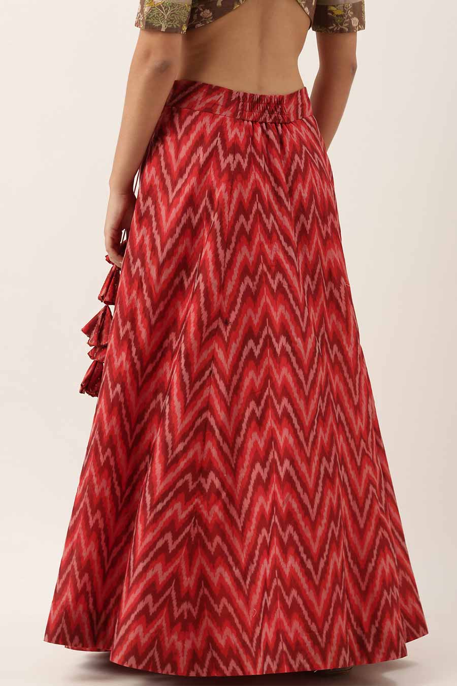 Red Silk Ikat Lehenga Skirt