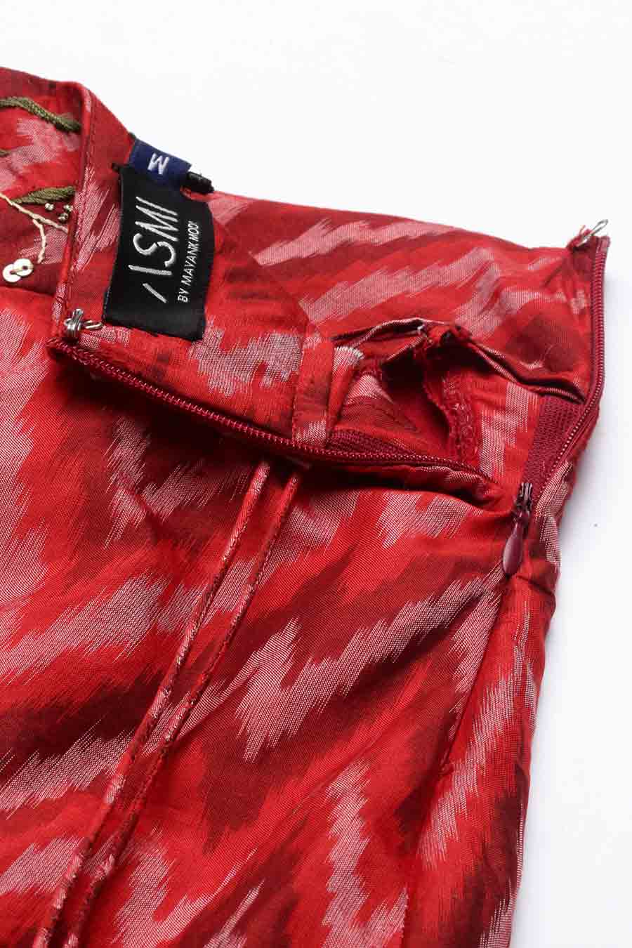 Red Silk Ikat Lehenga Skirt