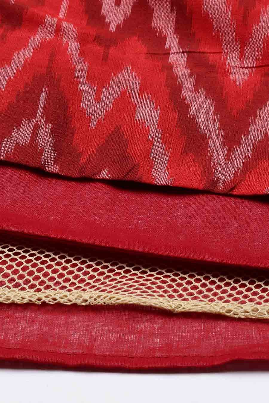 Red Silk Ikat Lehenga Skirt