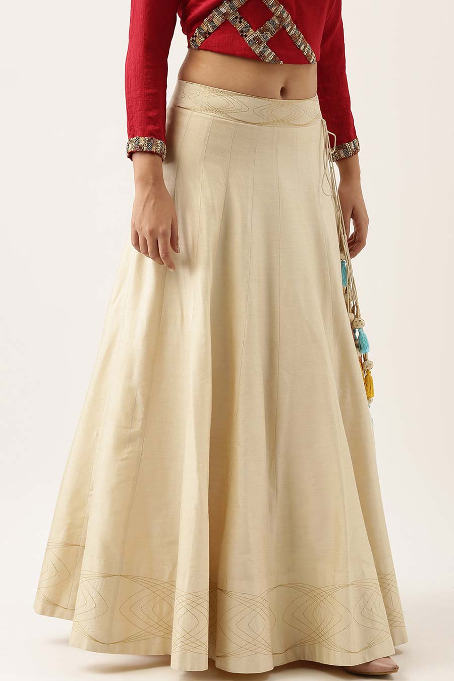 Classic Beige Embroidered Lehenga Skirt