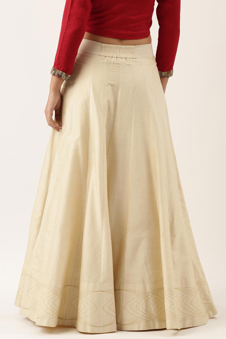 Classic Beige Embroidered Lehenga Skirt