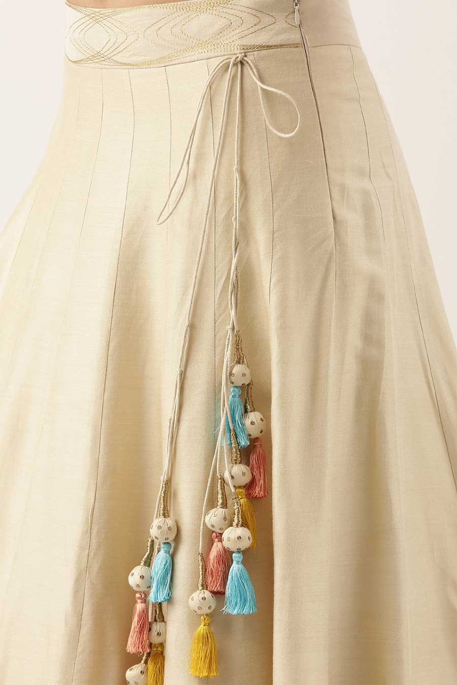 Classic Beige Embroidered Lehenga Skirt