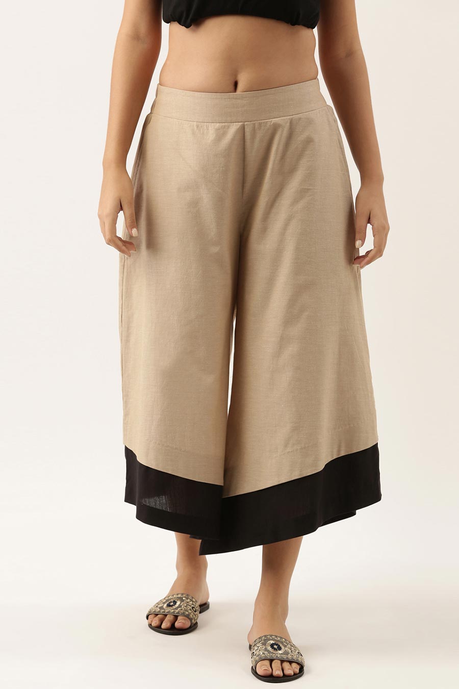 Malai Cotton Beige Culotte Pants