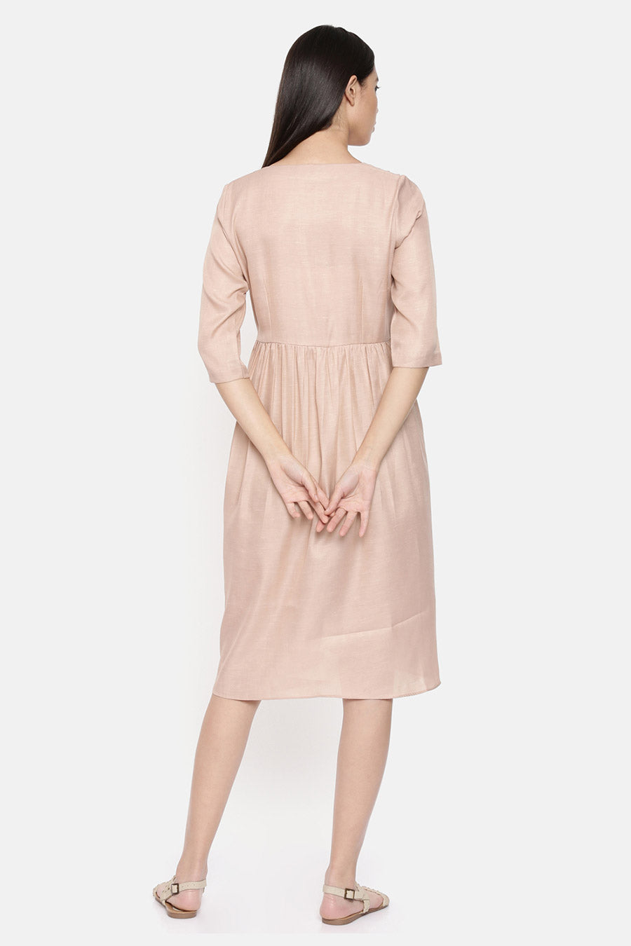 Mauve Pleated Midi Dress
