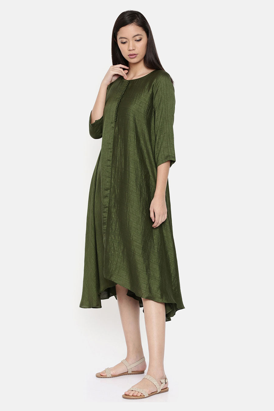 Rust Green Midi Dress