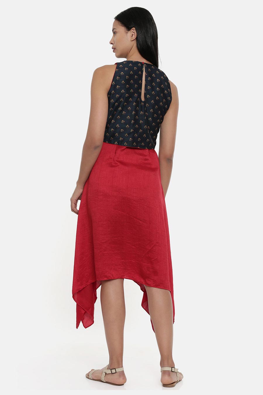 Red Chanderi Asymmetric Dress