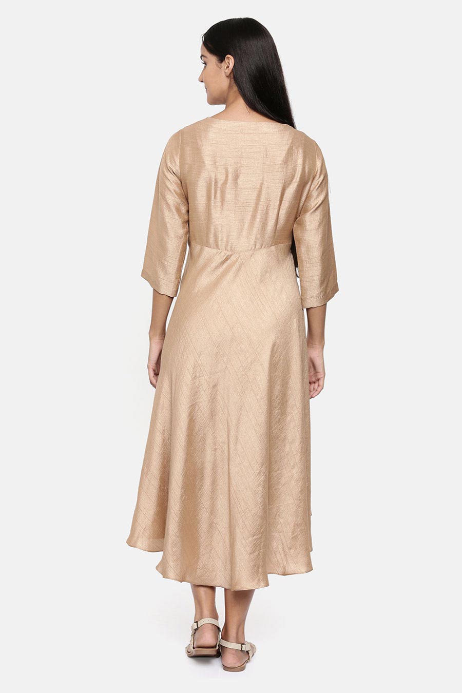 Brass Gold High Low Cowl Dress