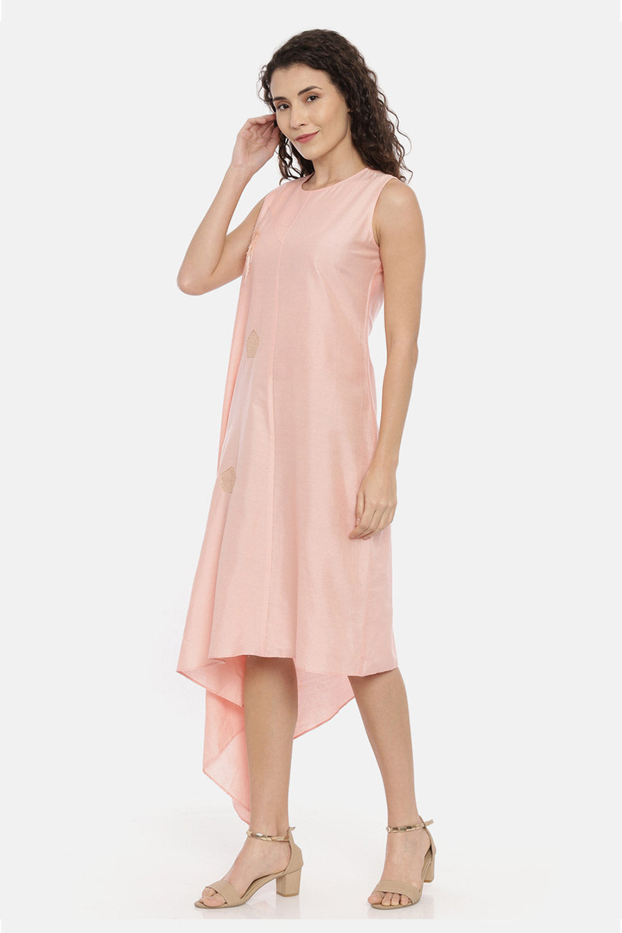 Pink Asymmetrical Midi Dress