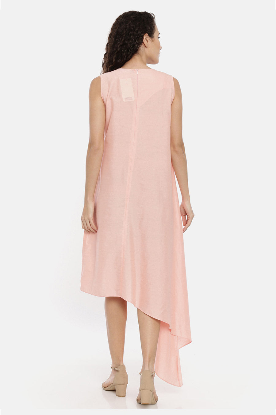Pink Asymmetrical Midi Dress