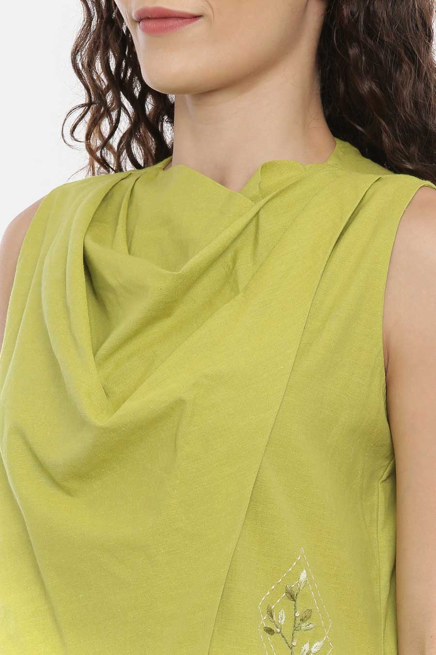 Green Layered Cowl Dress