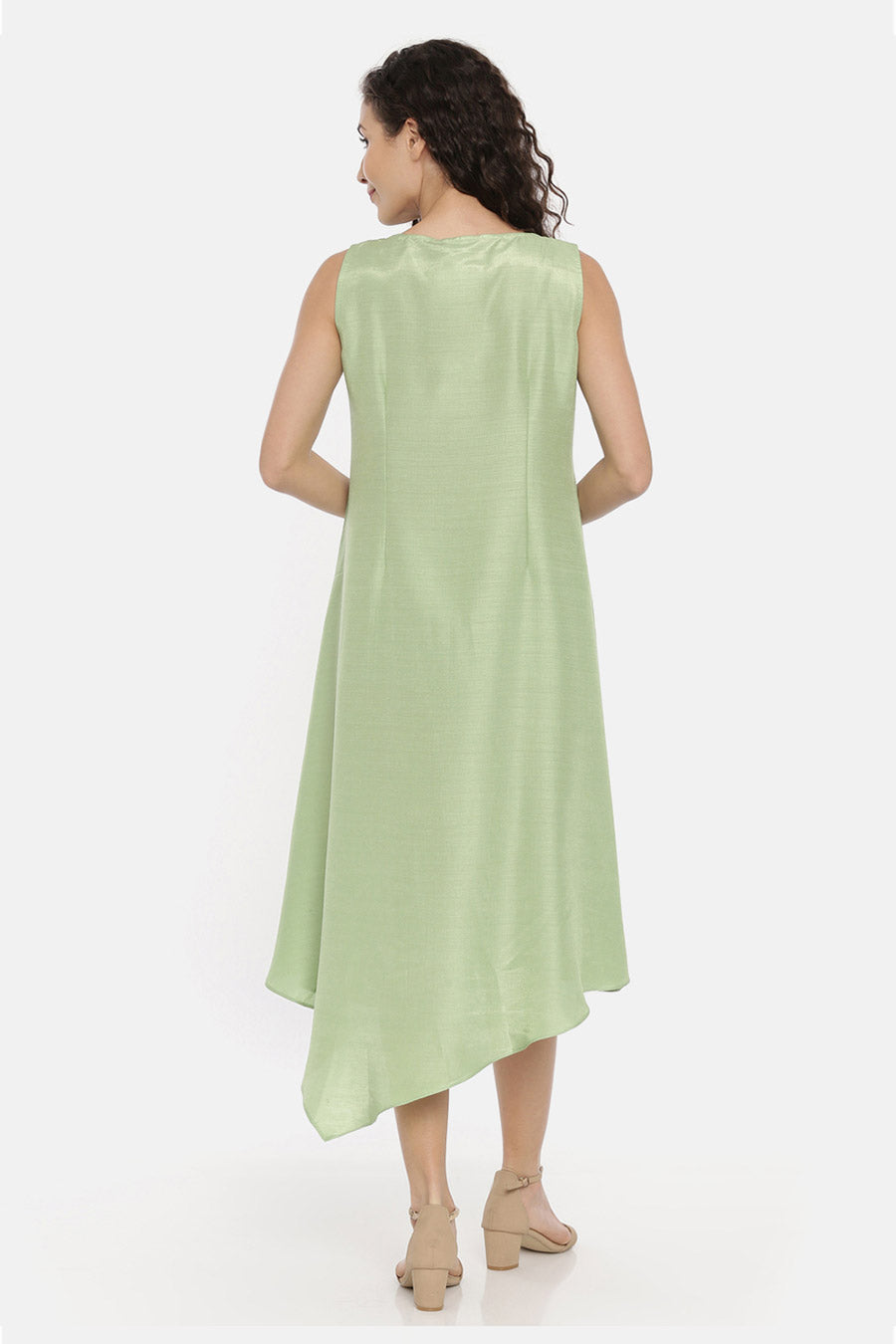 Green Asymmetric Cowl Dress