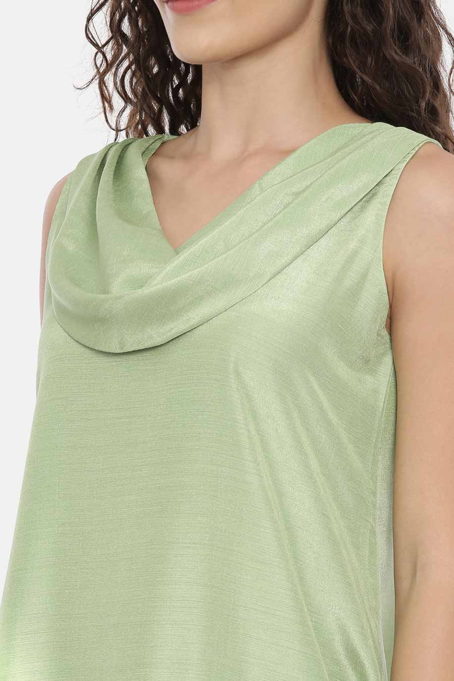 Green Asymmetric Cowl Dress