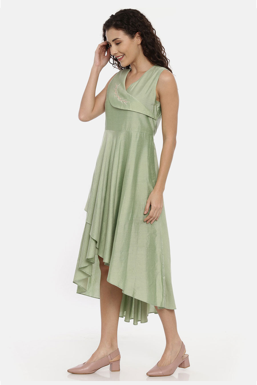 Green High-Low Asymmetrical Dress