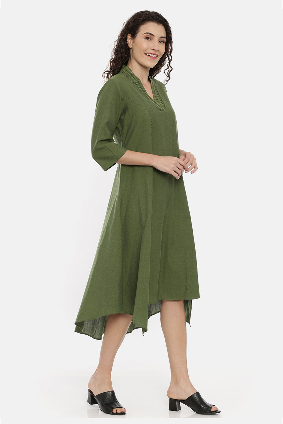 Green Panel Embroidered Dress