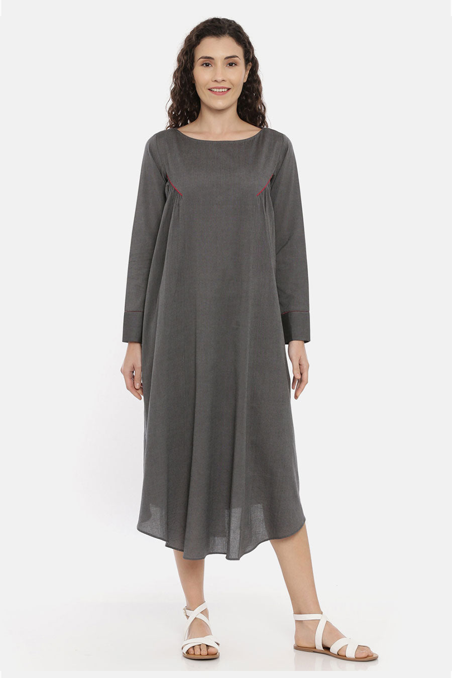 Grey Cotton Grathered Dress