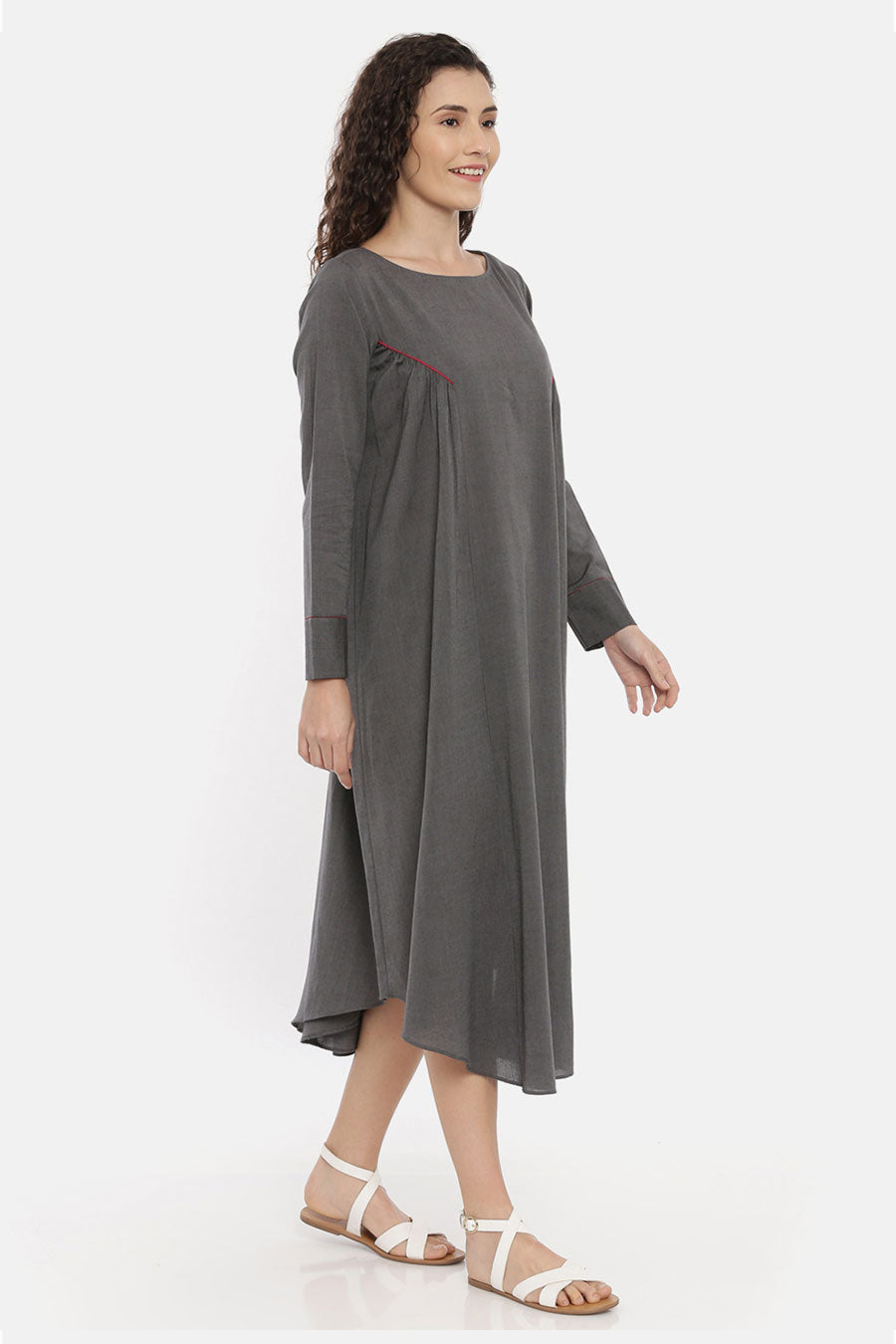 Grey Cotton Grathered Dress