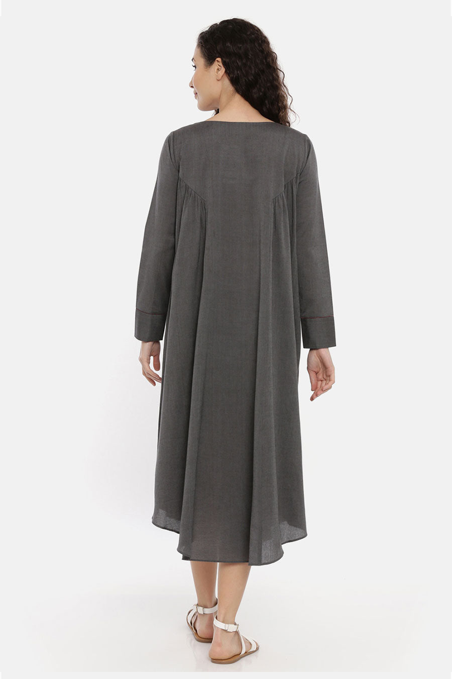 Grey Cotton Grathered Dress