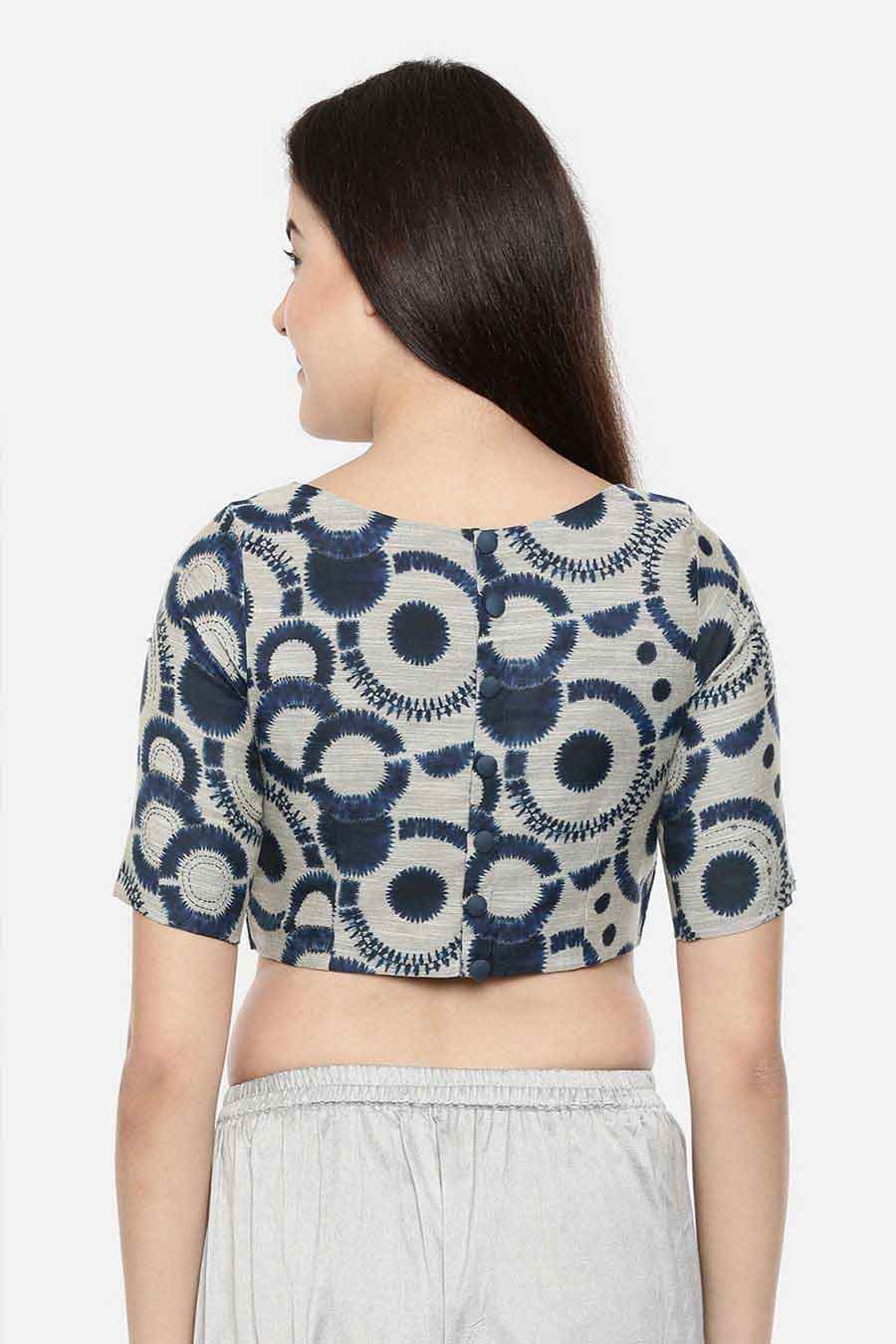 Blue Chanderi Embroidered Blouse