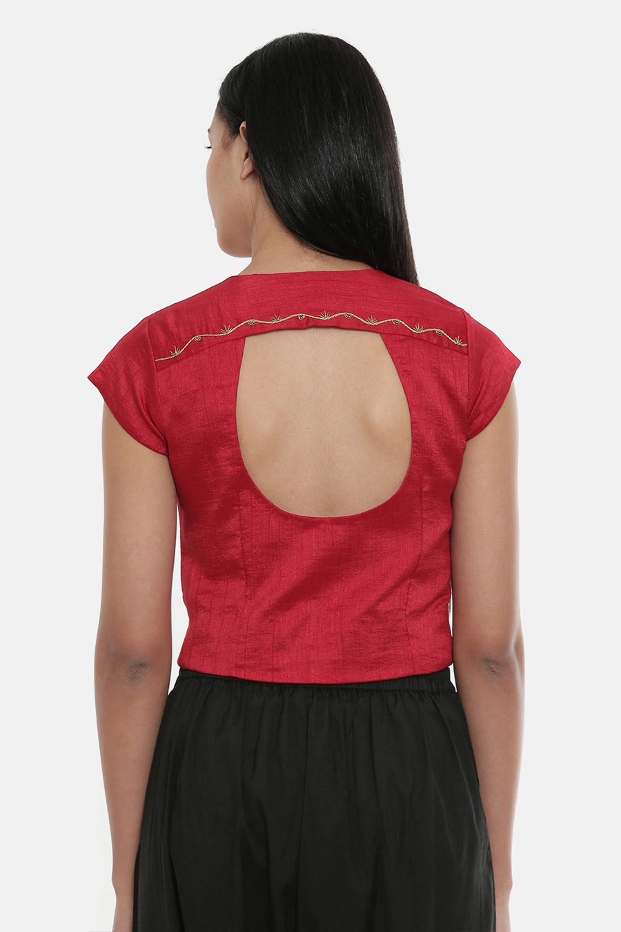 Red Silk Long Blouse