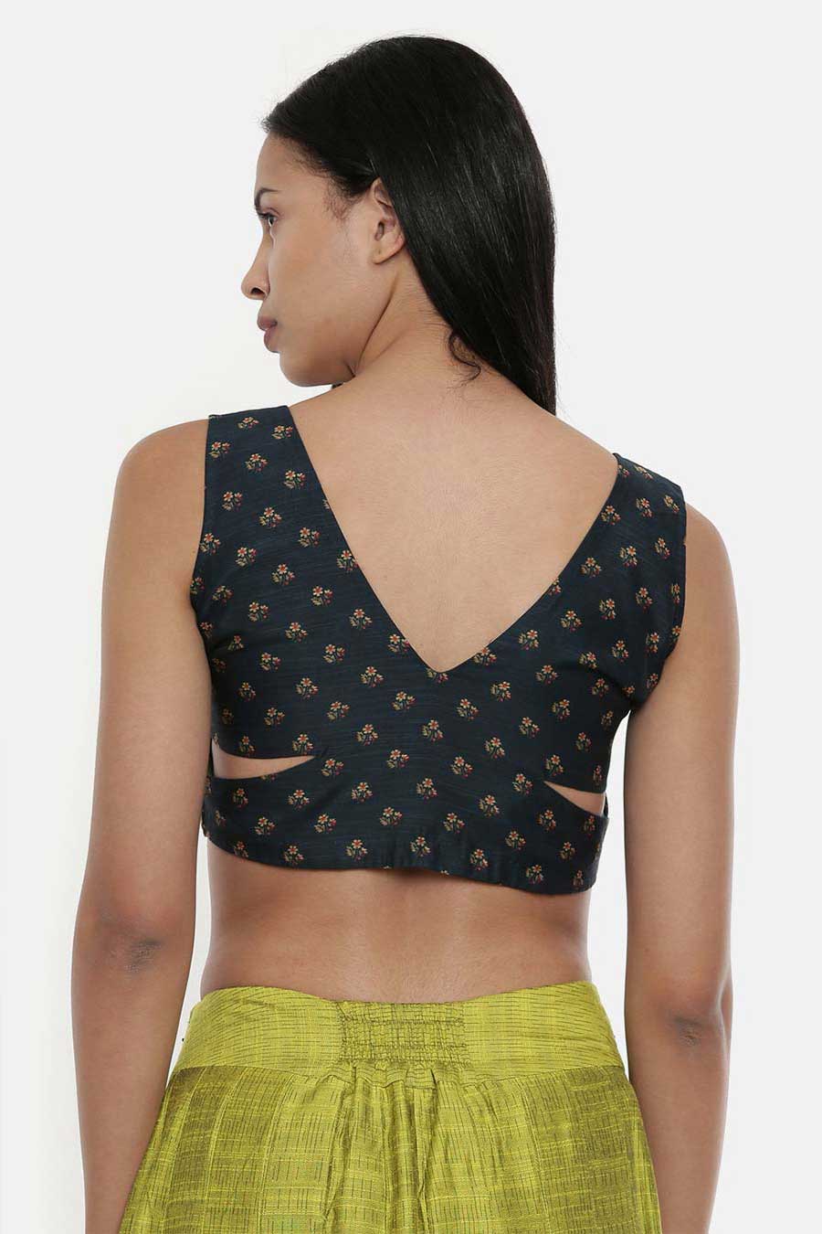 Dark Green Chanderi Short Blouse