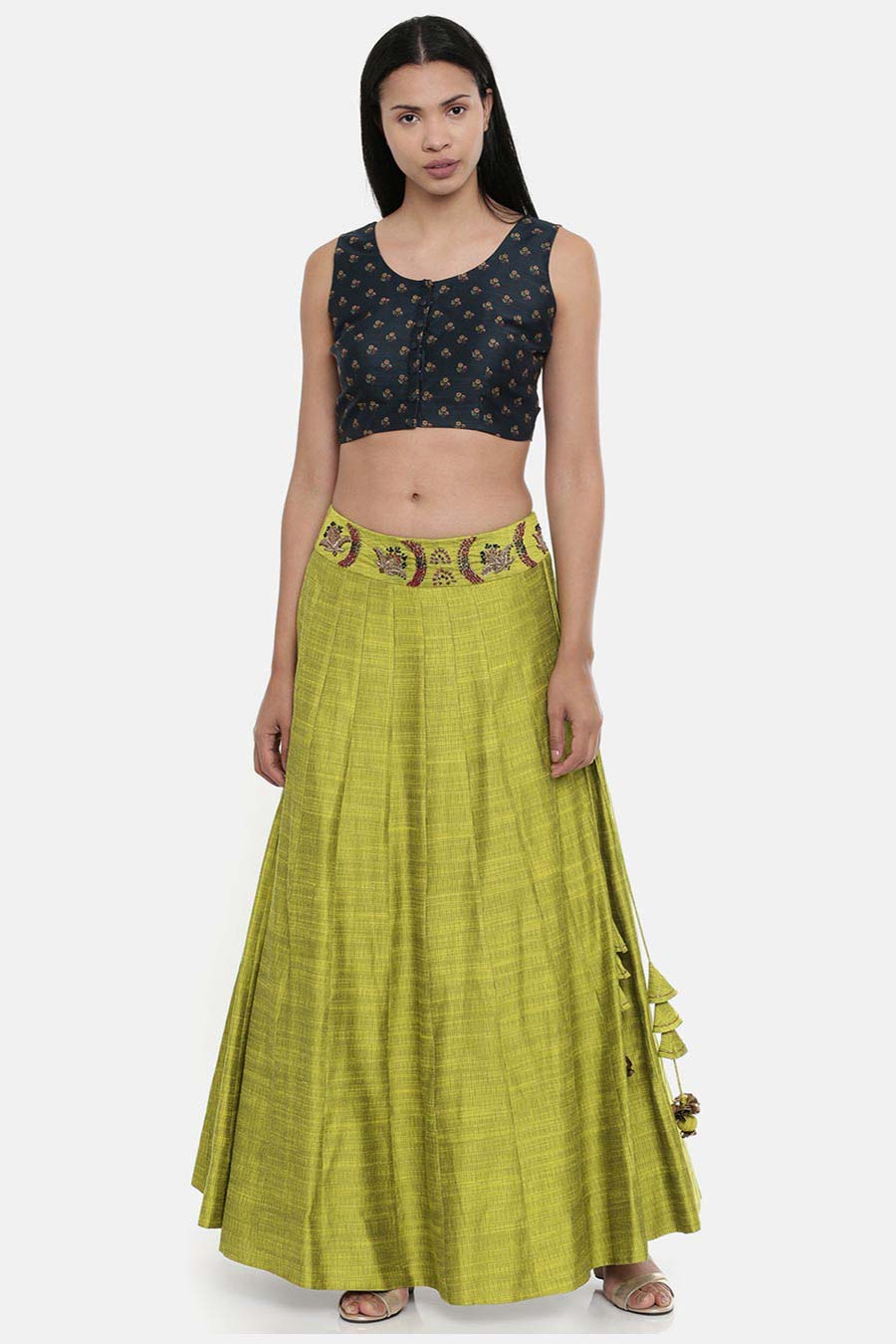 Dark Green Chanderi Short Blouse