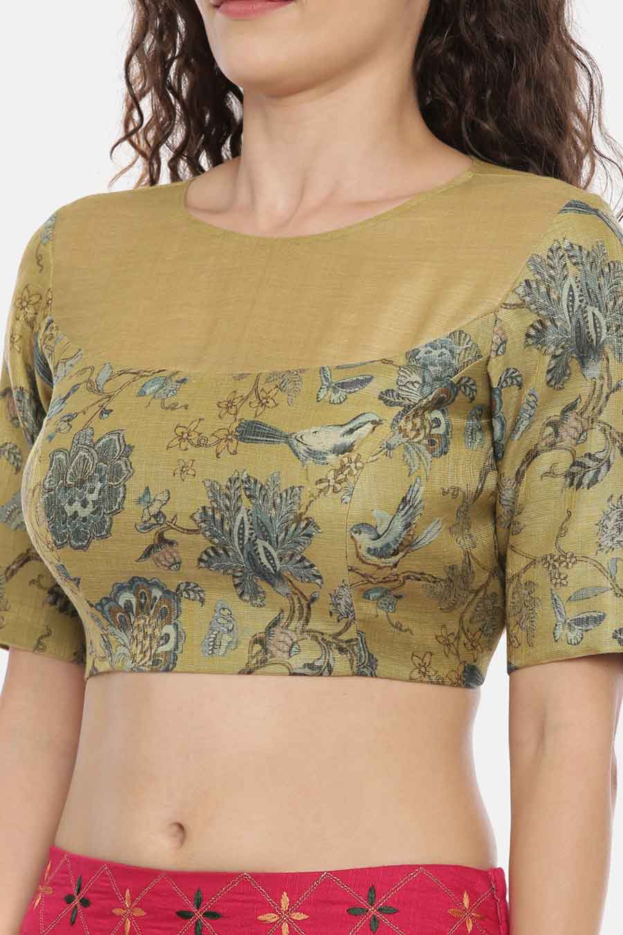 Green Chanderi Bow Tie Blouse