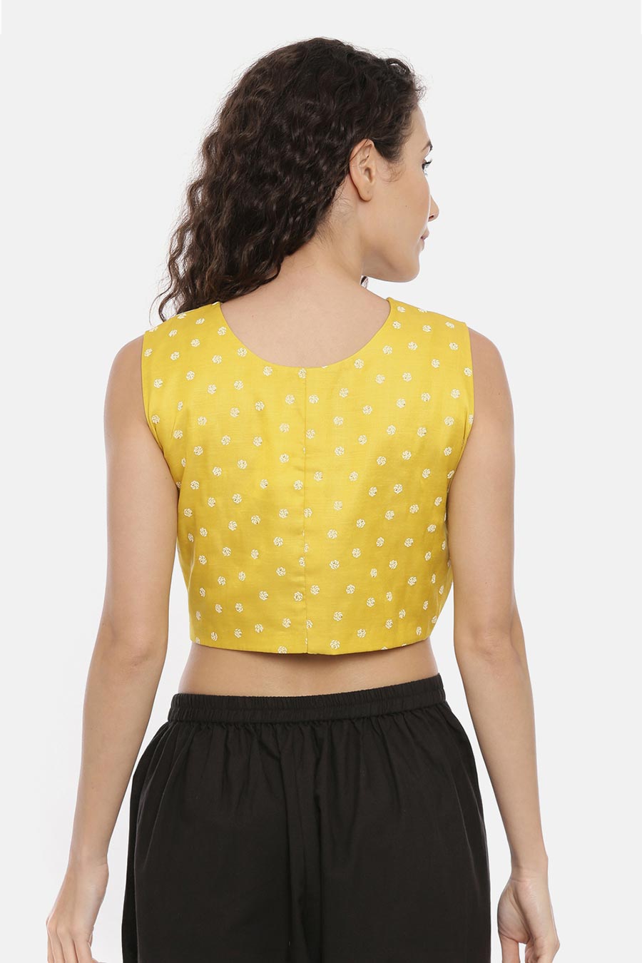 Yellow & White Crop Top Blouse